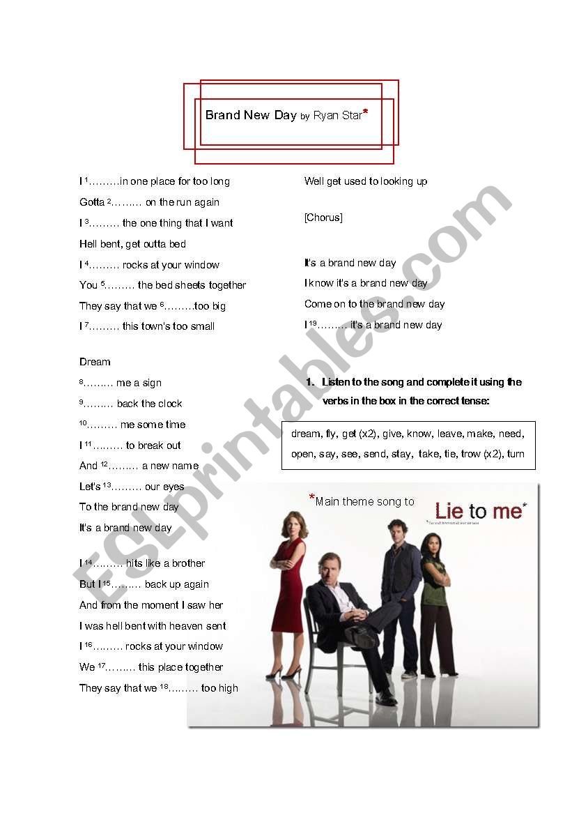 Brand New Day song worksheet