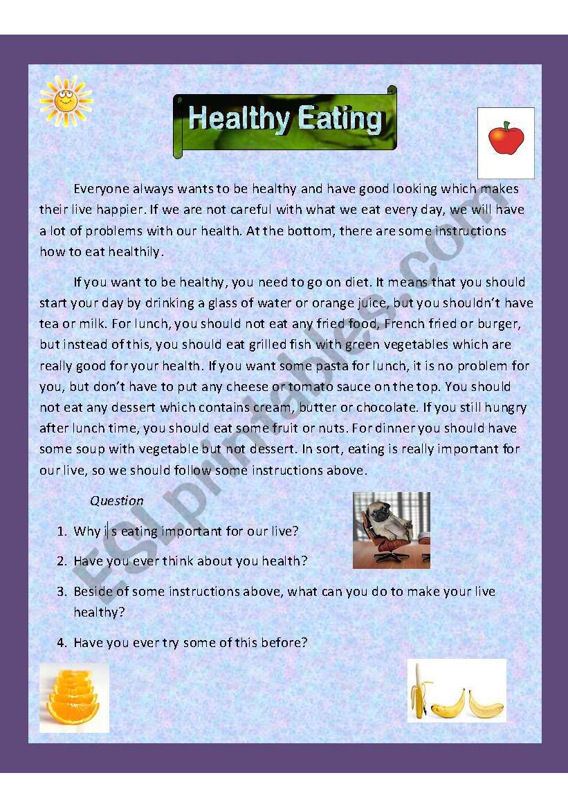 Healthy Eating worksheet