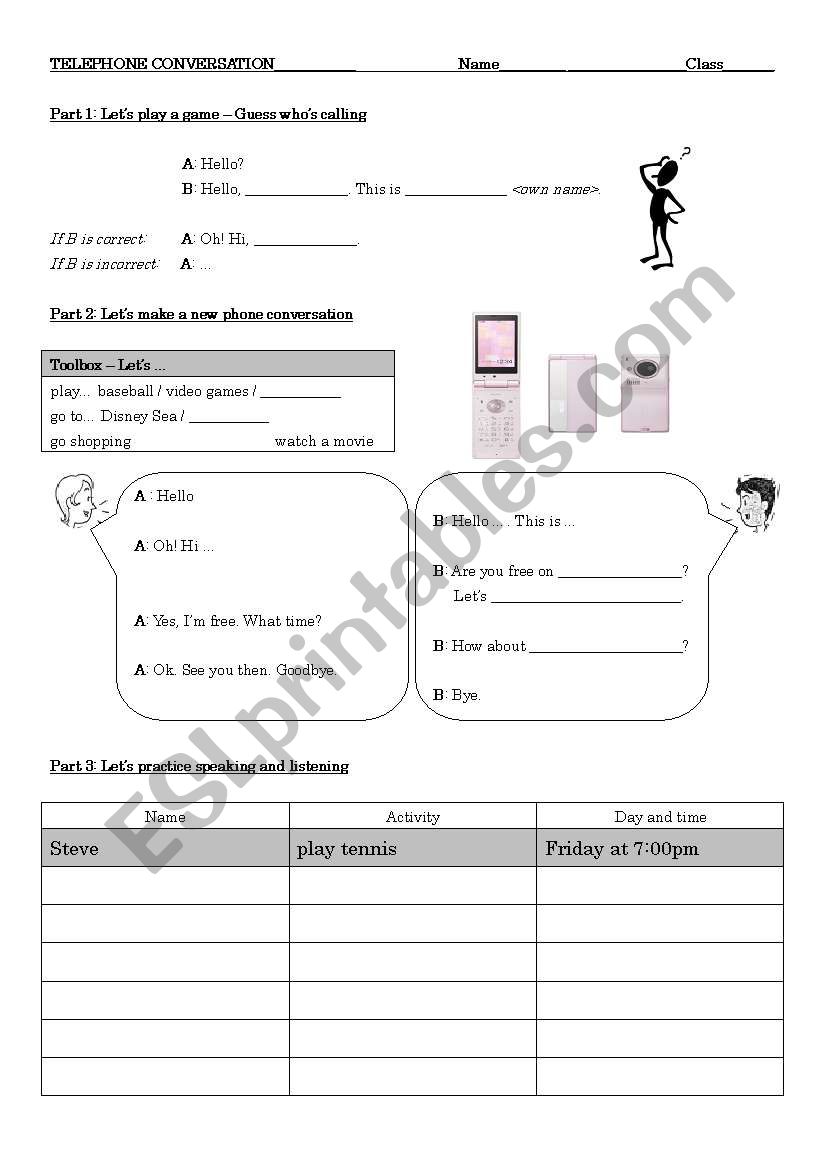 Telephone Conversation worksheet