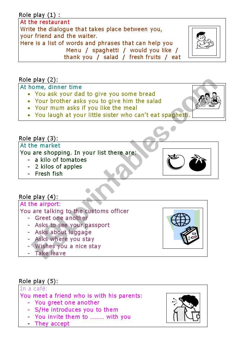 speaking in roles worksheet