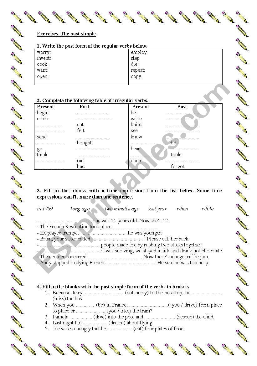 Past simple exercises worksheet