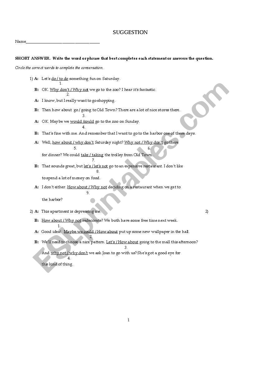 MODALS worksheet