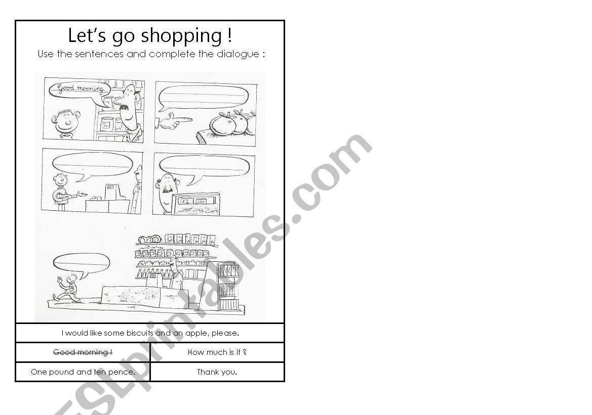 Lets go shopping ! worksheet