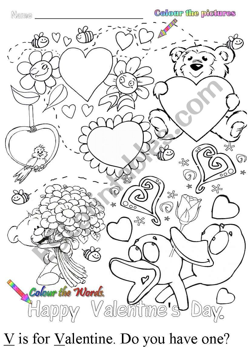 V is for Valentine worksheet