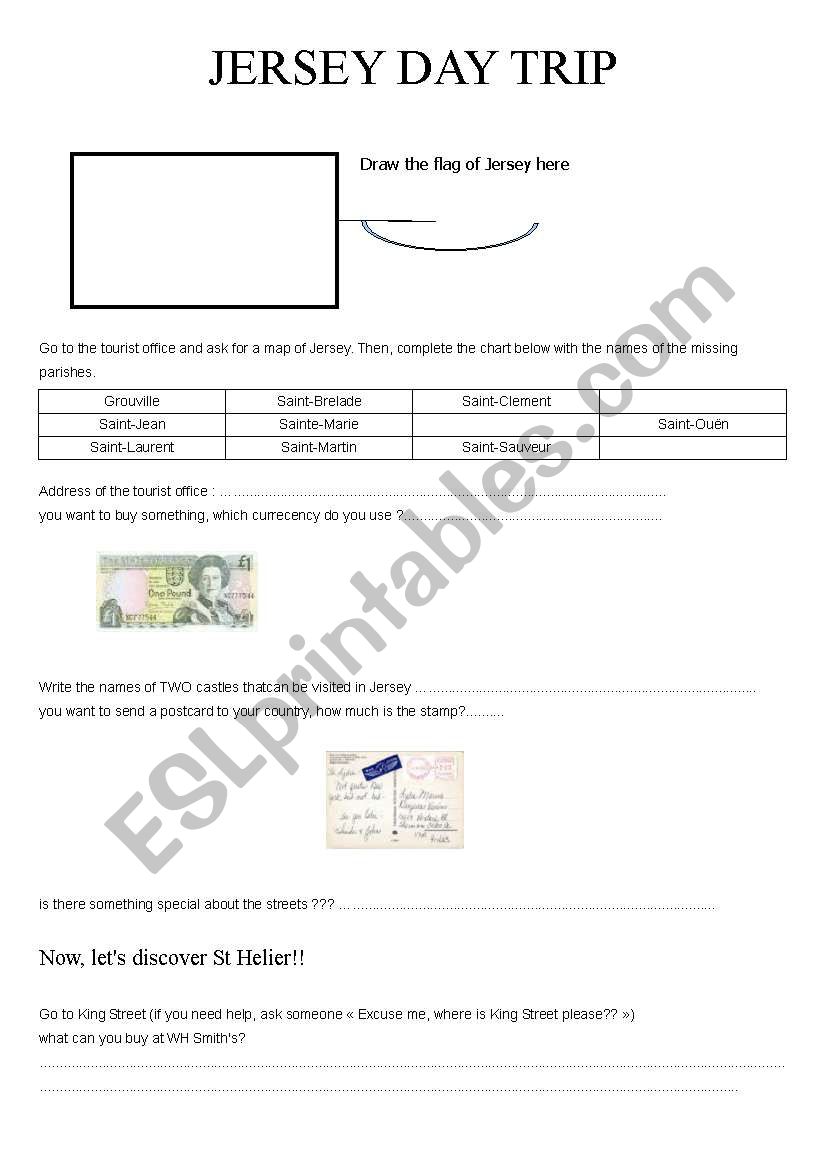 Jersey Day trip worksheet