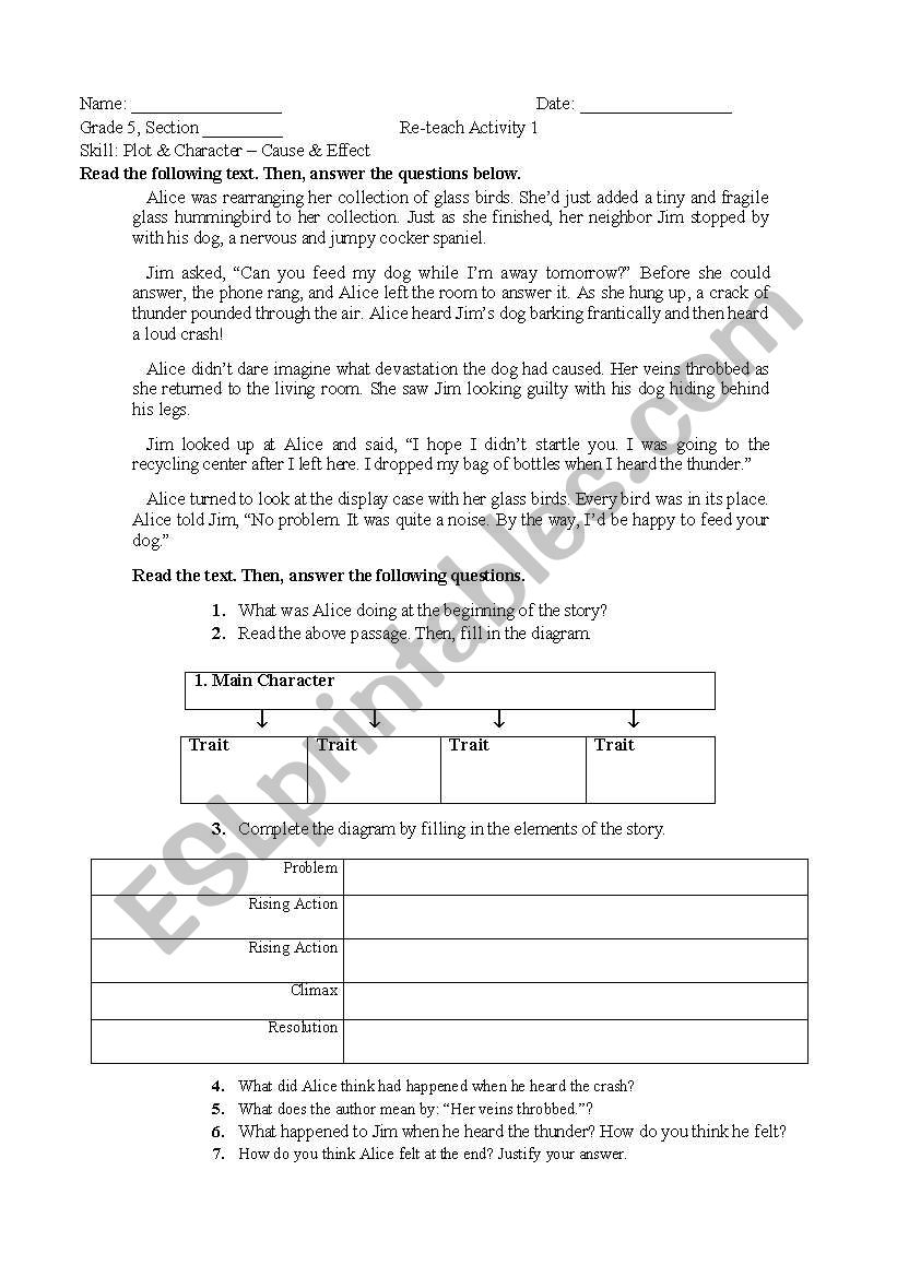 Plot and Character worksheet