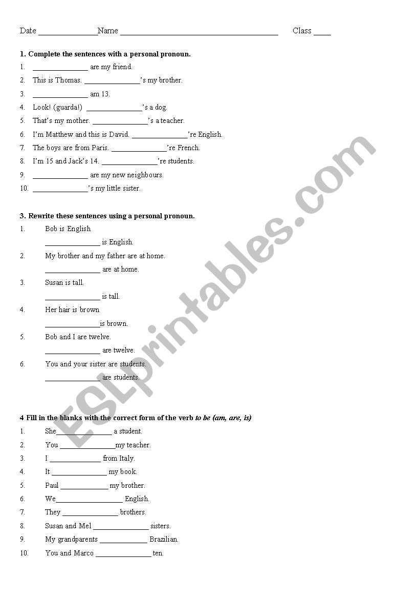 Test (to be, possessive adjectives, question words, nationalities...