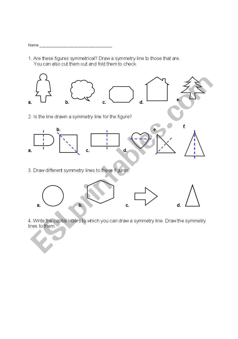 English worksheets: Line of Symmetry In Line Of Symmetry Worksheet