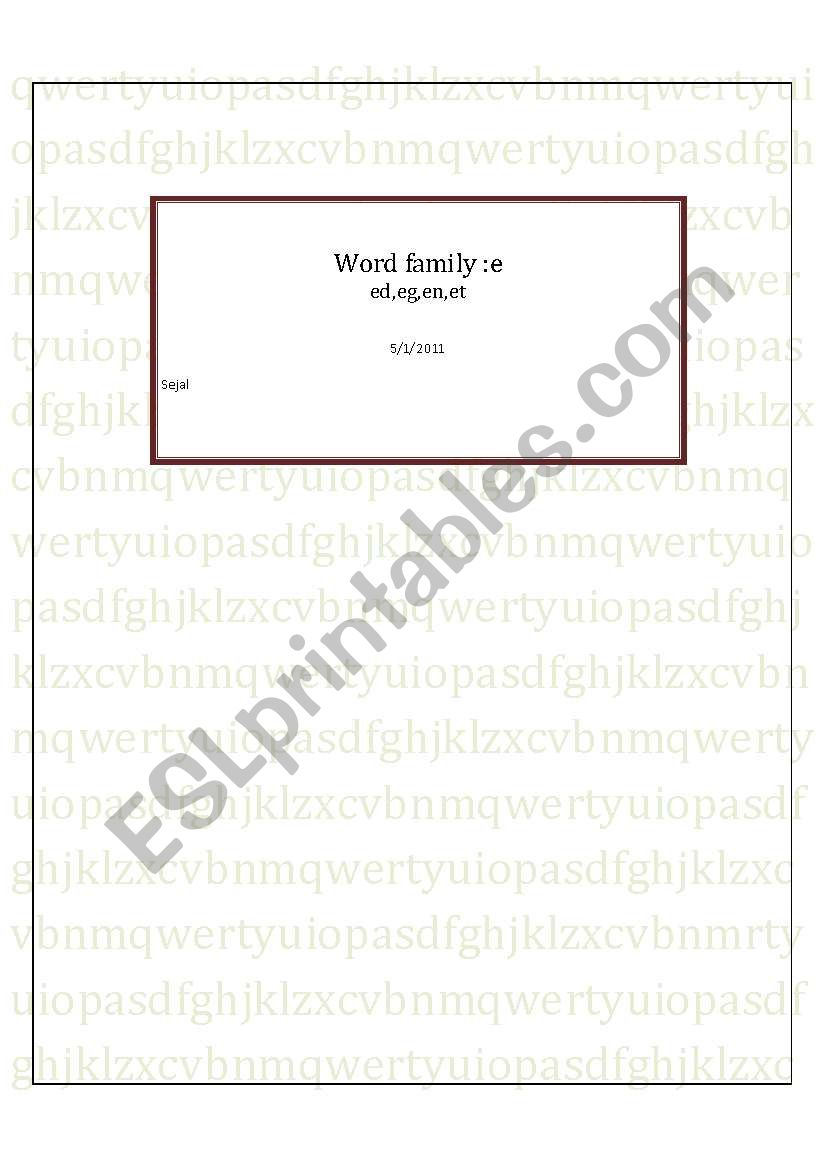word family 2 worksheet