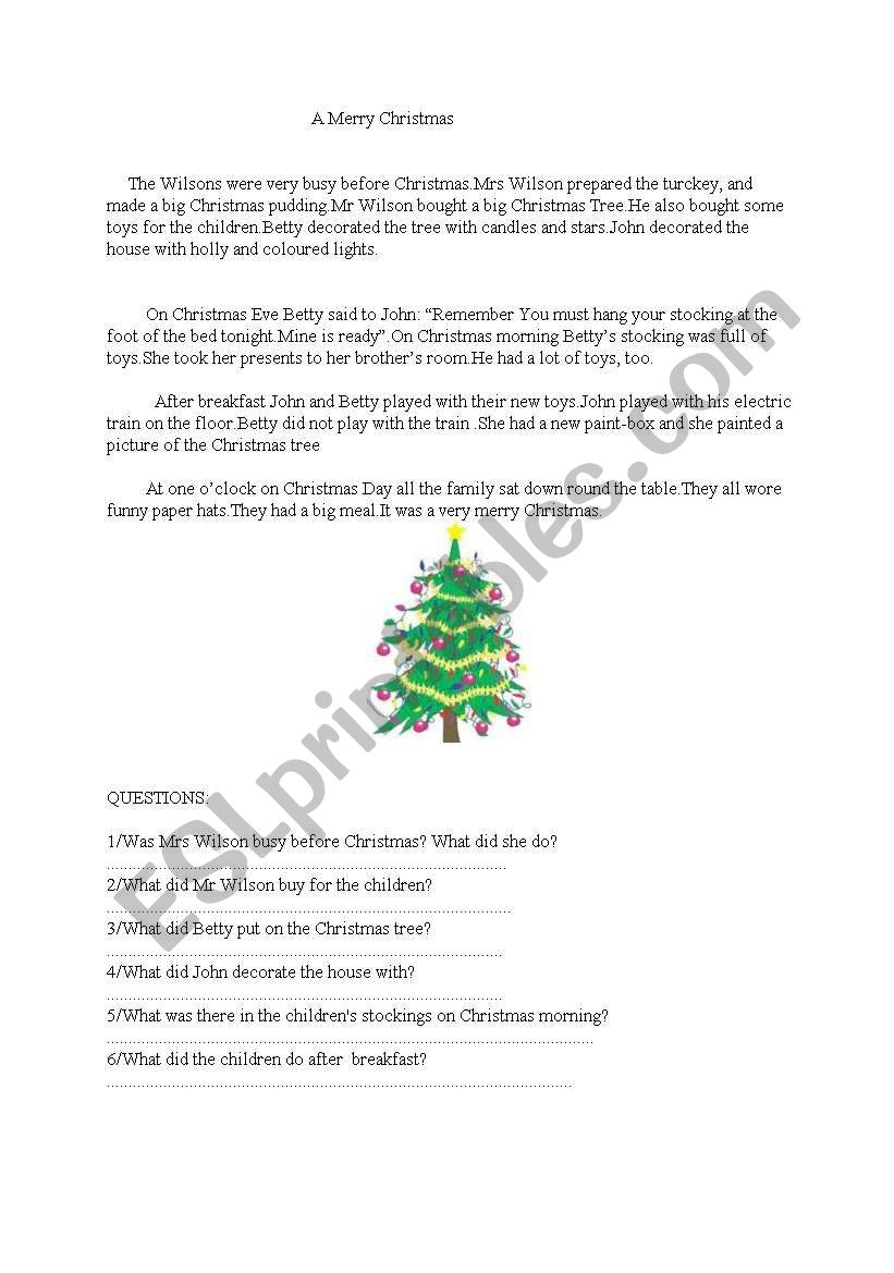A Merry Christmas worksheet
