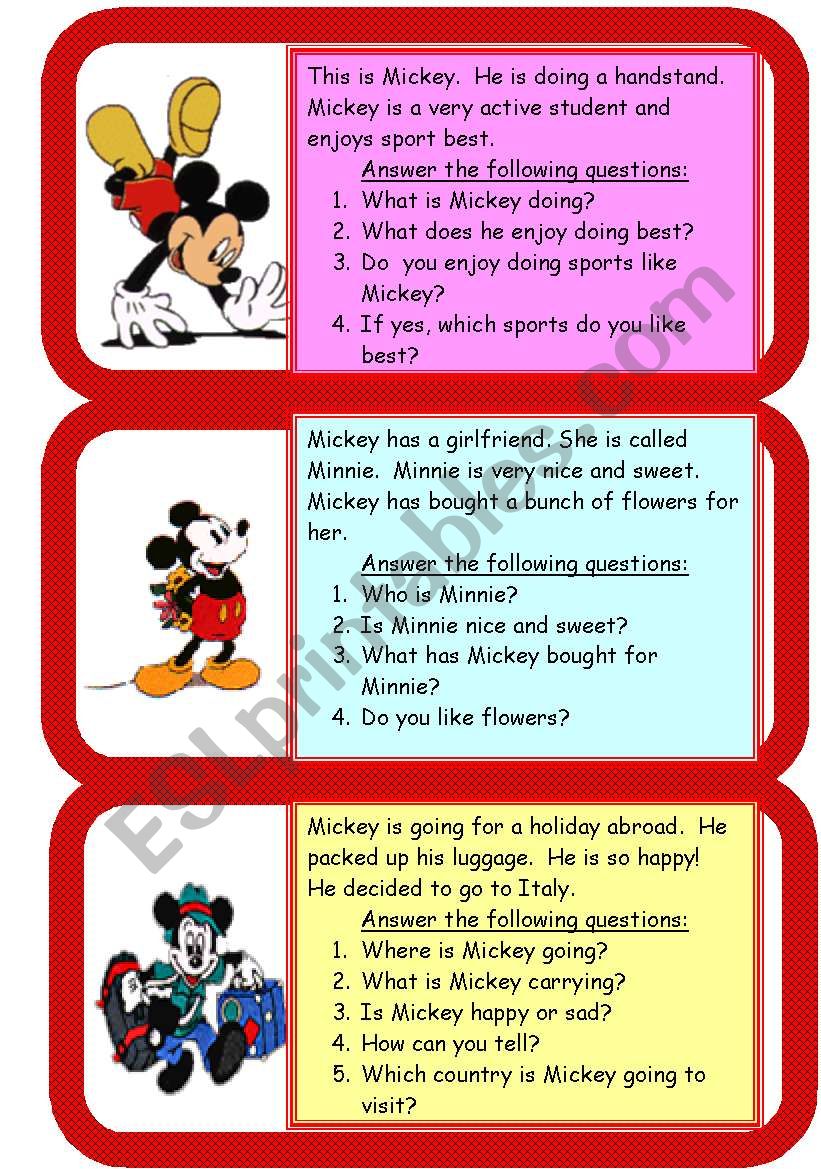 three mini-comprehensions worksheet