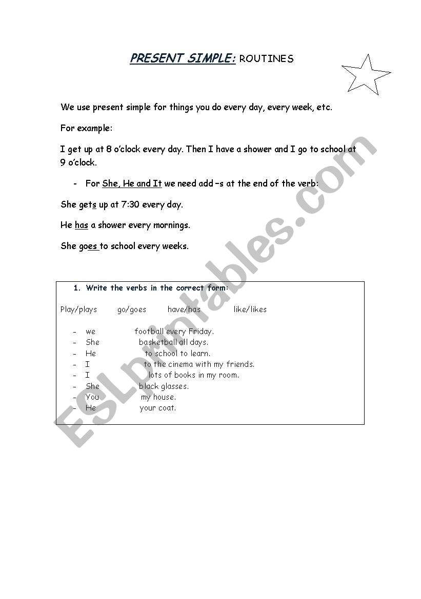 Present Simple worksheet