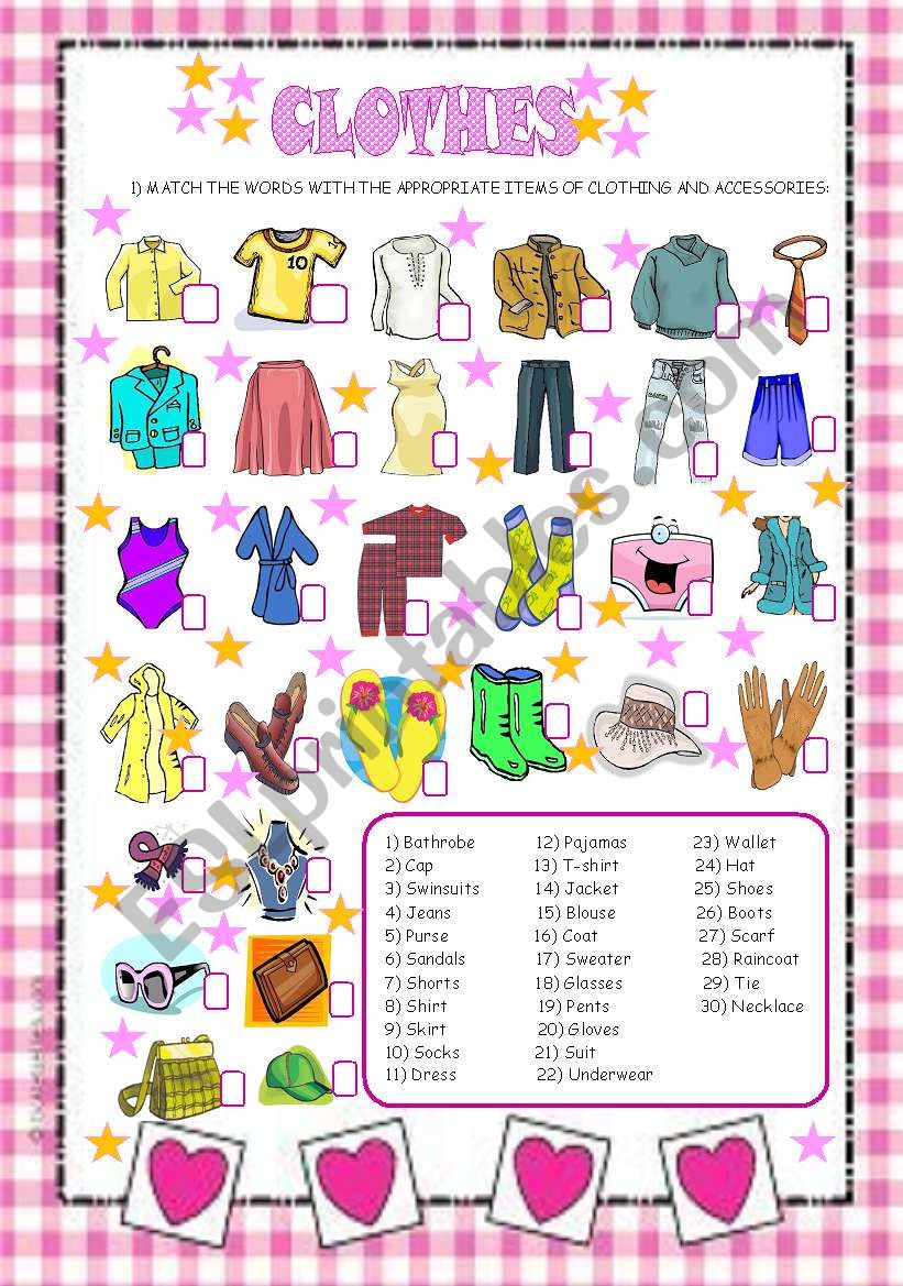 Clothes worksheet