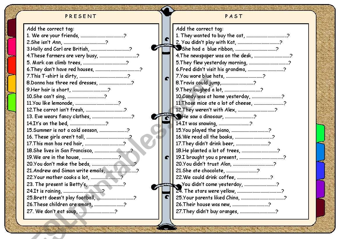 tag questions worksheet