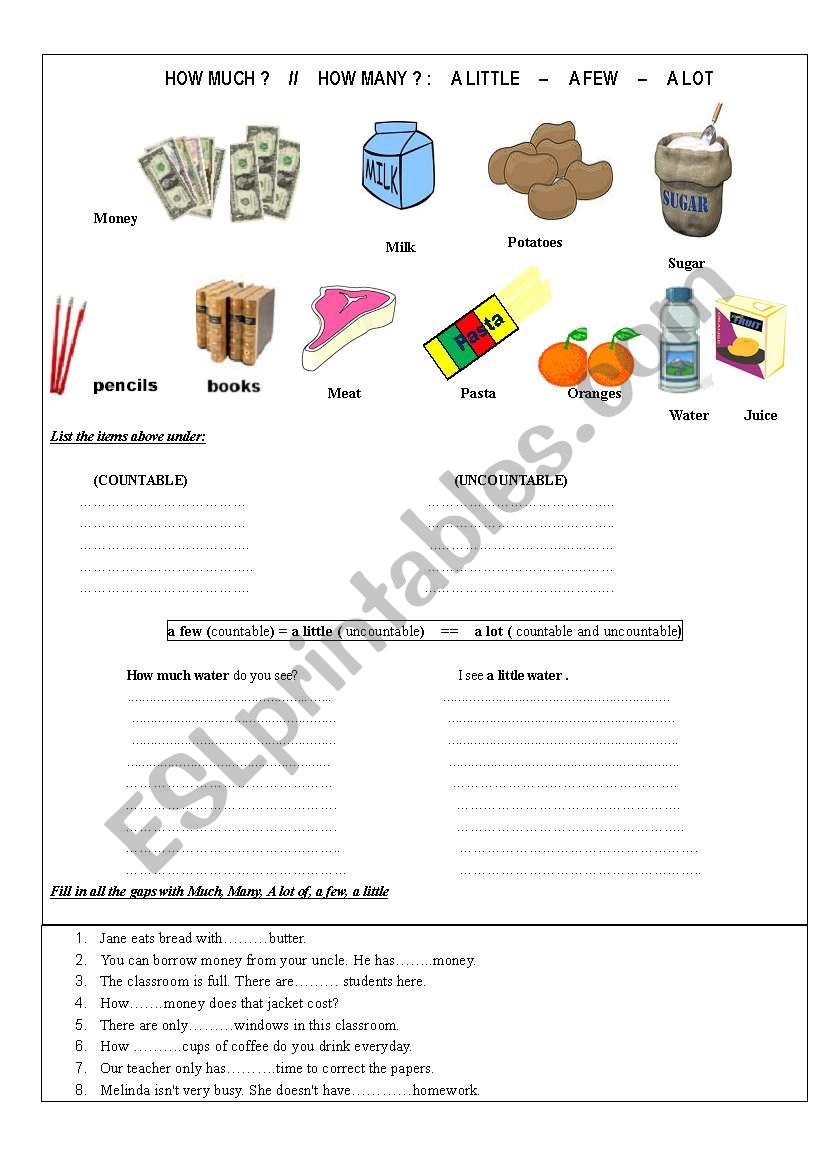 QUANTIFIERS worksheet