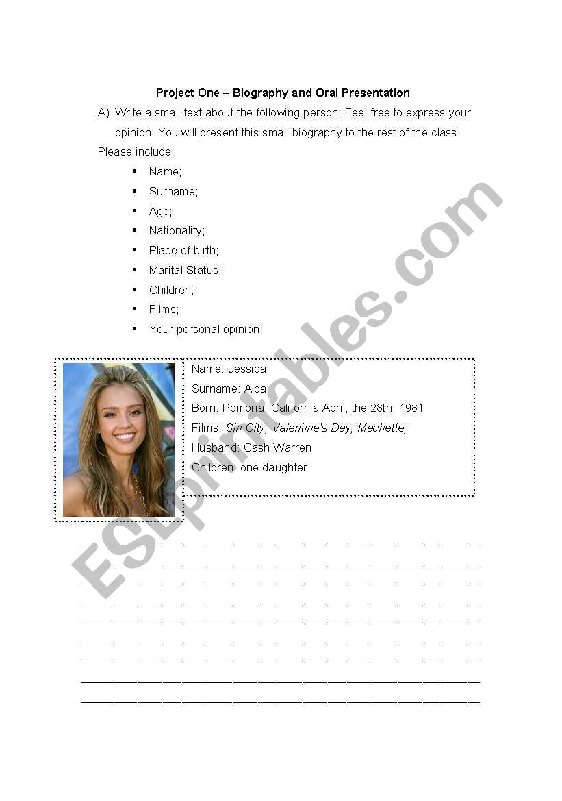 Project biography worksheet