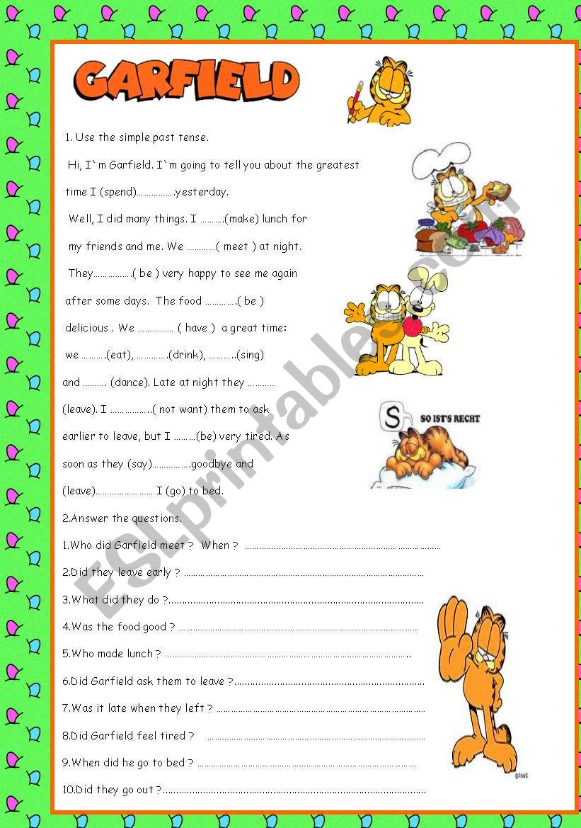 SIMPLE PAST TENSE WITH GARFIELD