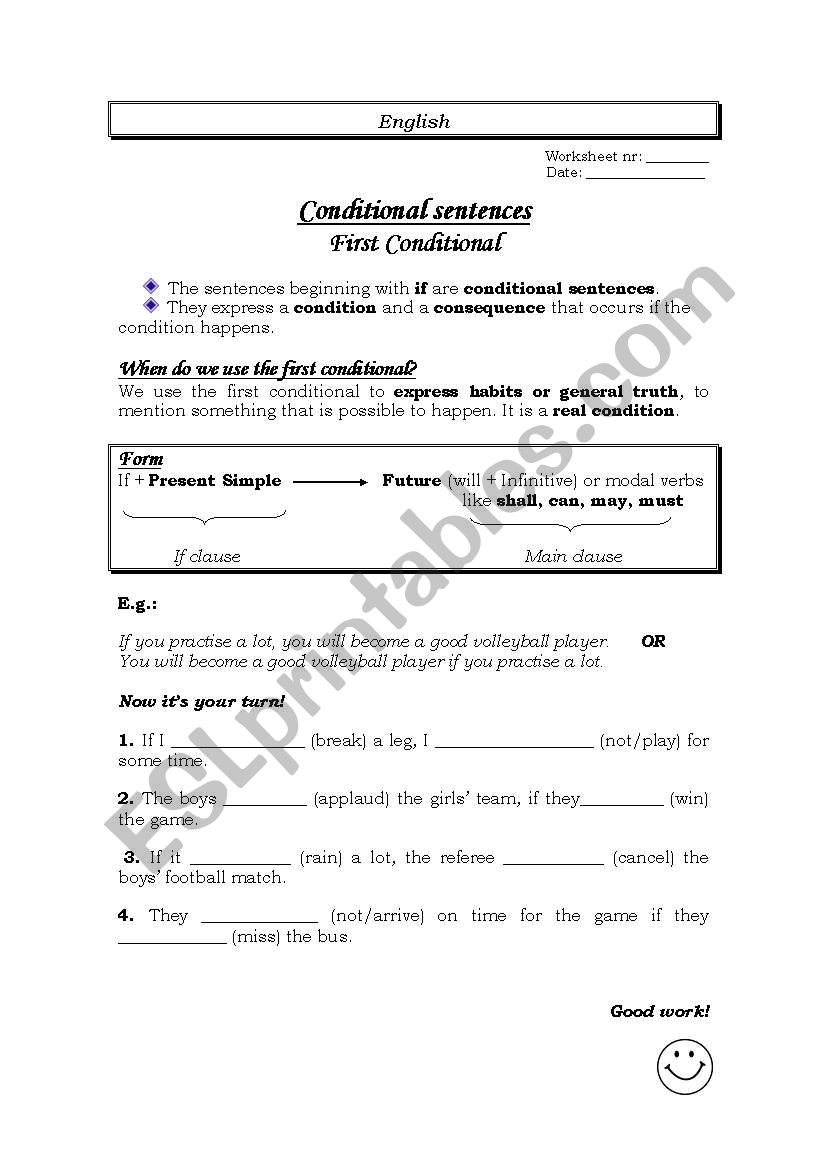 First conditional worksheet