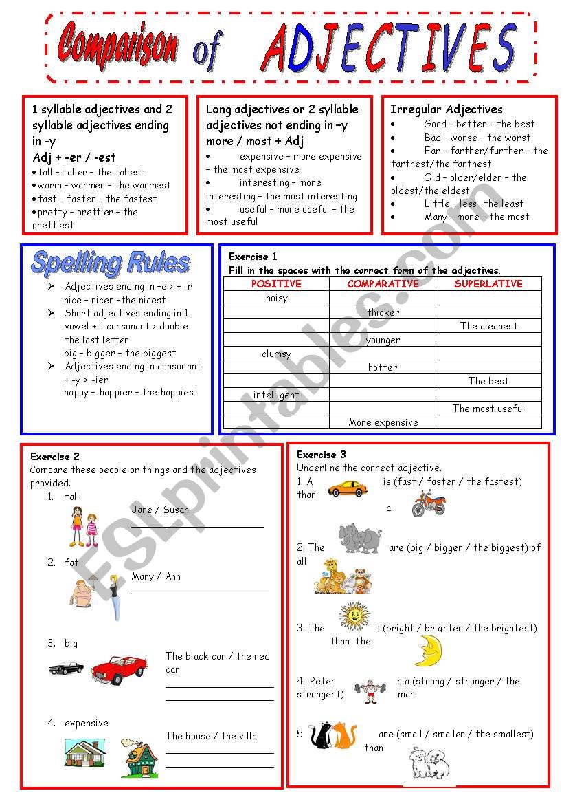 Comparison of Adjectives. worksheet