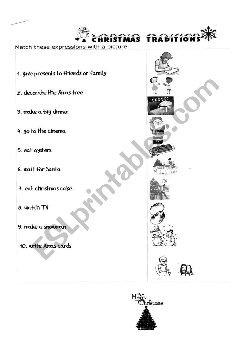 christmas traditions worksheet