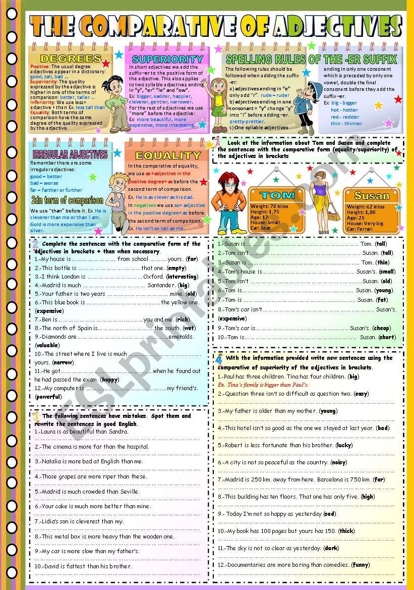 THE COMPARATIVE OF ADJECTIVES (KEY INCLUDED)