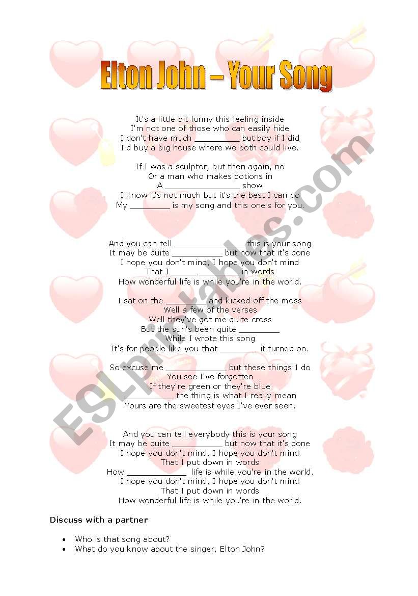 Valentines Day: Your Song by Elton John