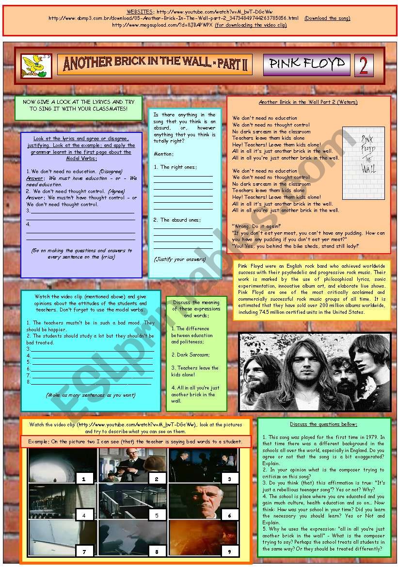 ANOTHER BRICK IN THE WALL II - PINK FLOYD - PART 02 - FULLY EDITABLE AND FULLY CORRECTABLE