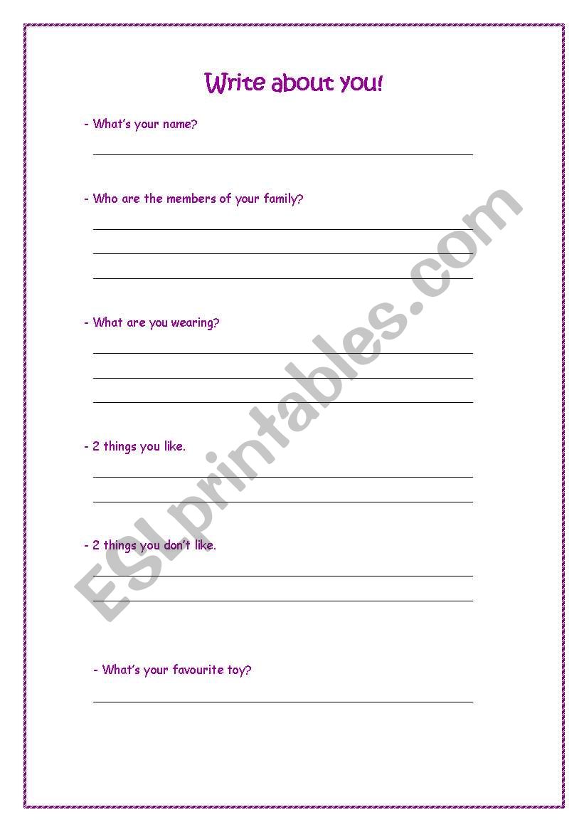 Write about you! worksheet
