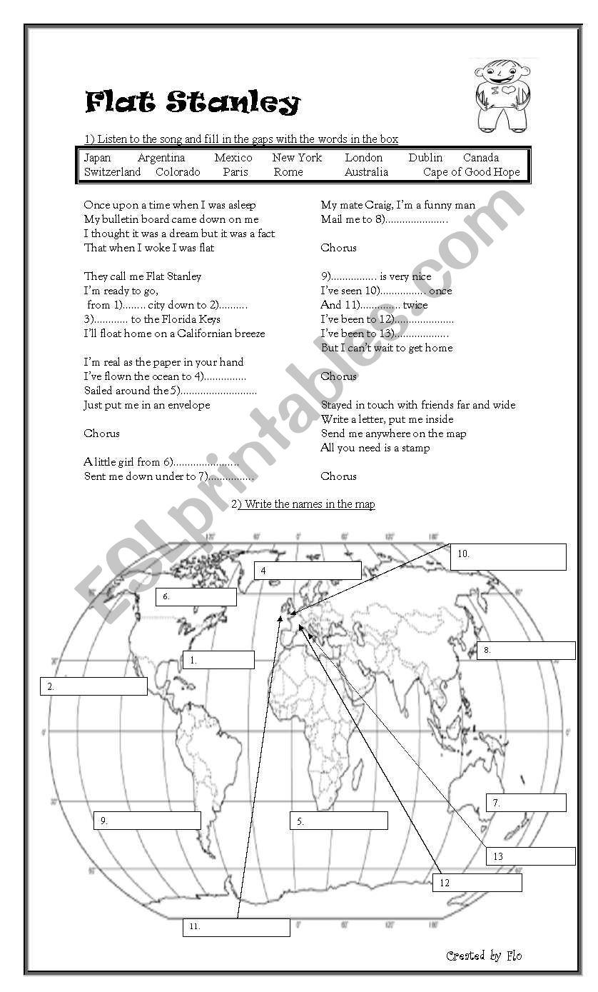 Flat Stanley project handouts worksheet