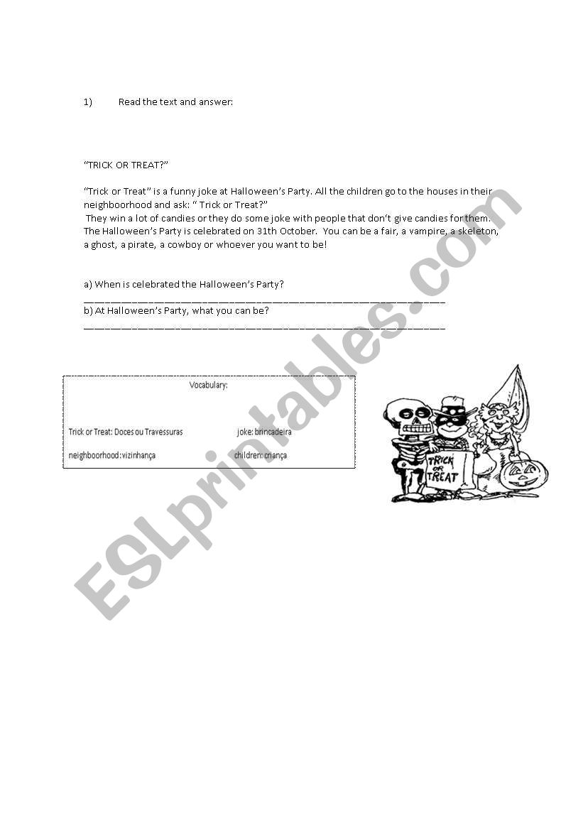 Halloween Worksheet worksheet