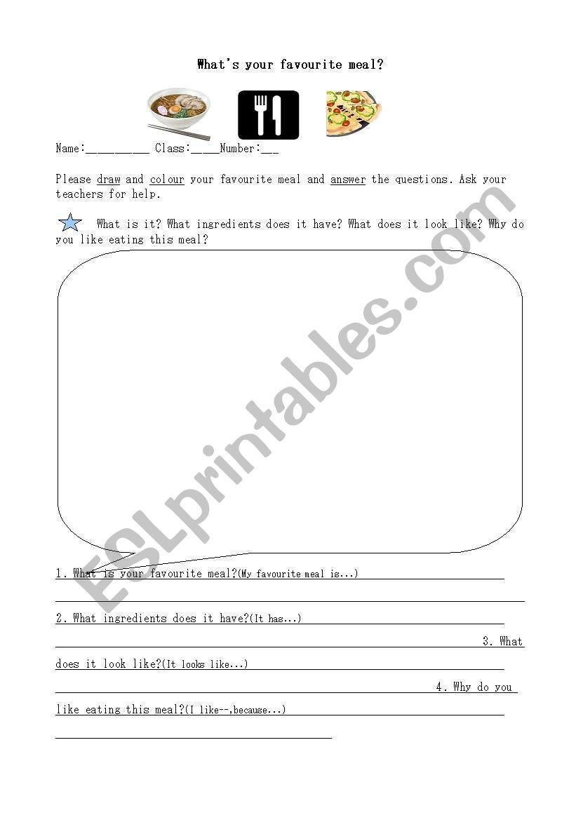 Whats your favourite meal? worksheet