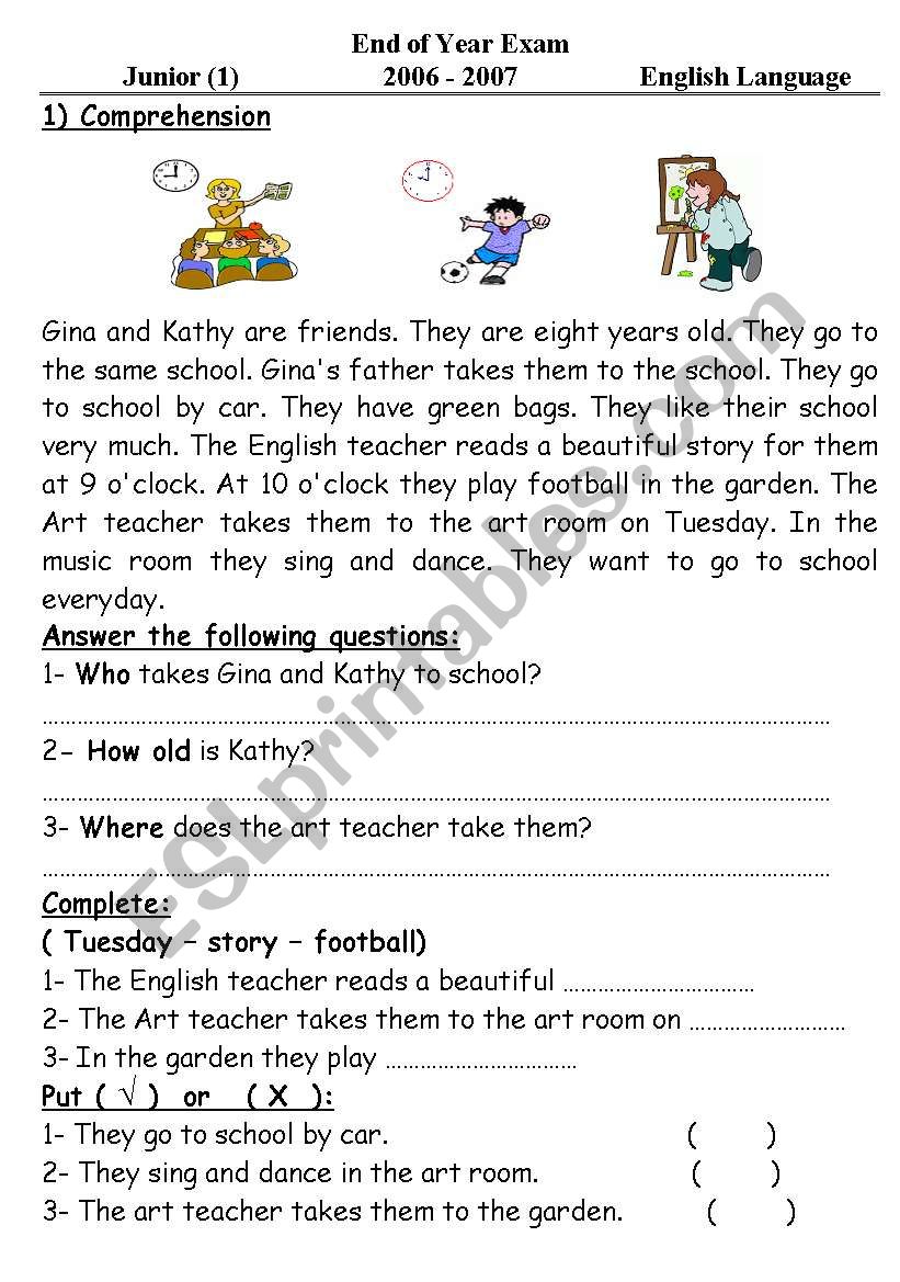 Comprehension worksheet