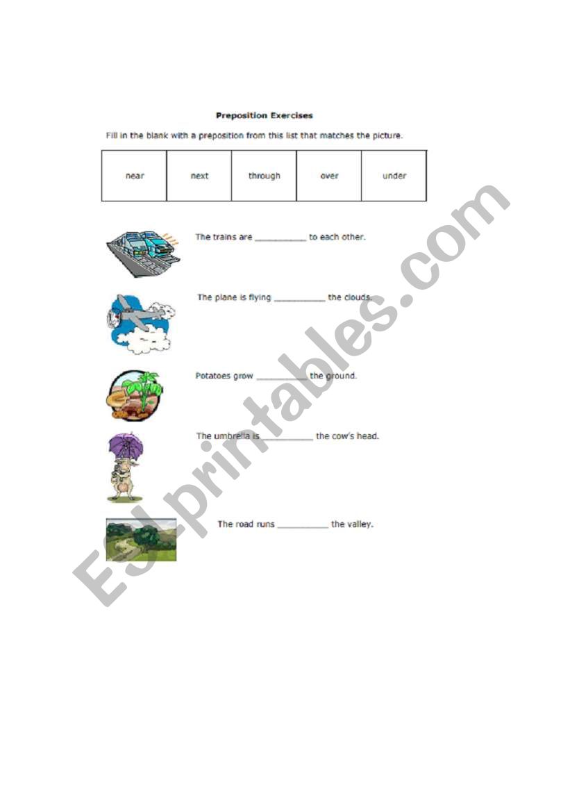 Prepositions worksheet