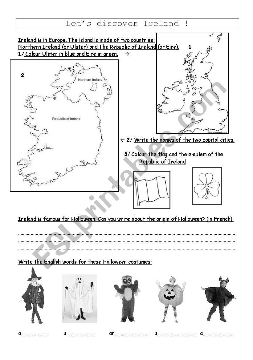 Ireland and Halloween worksheet