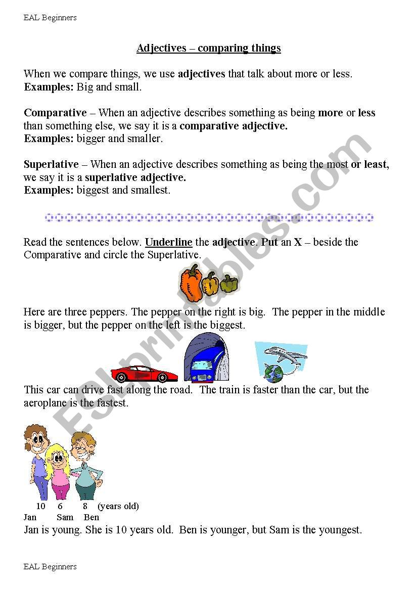 Adjectives - comparatives, superlatives