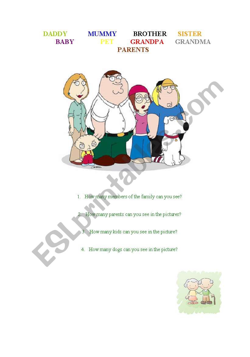 Family vocabulary worksheet