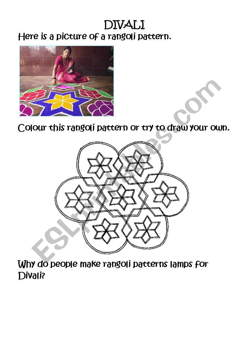 Rangoli Patterns worksheet