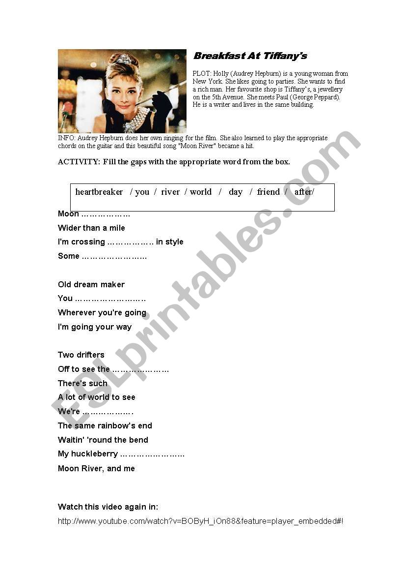 Breakfast at Tiffanys worksheet