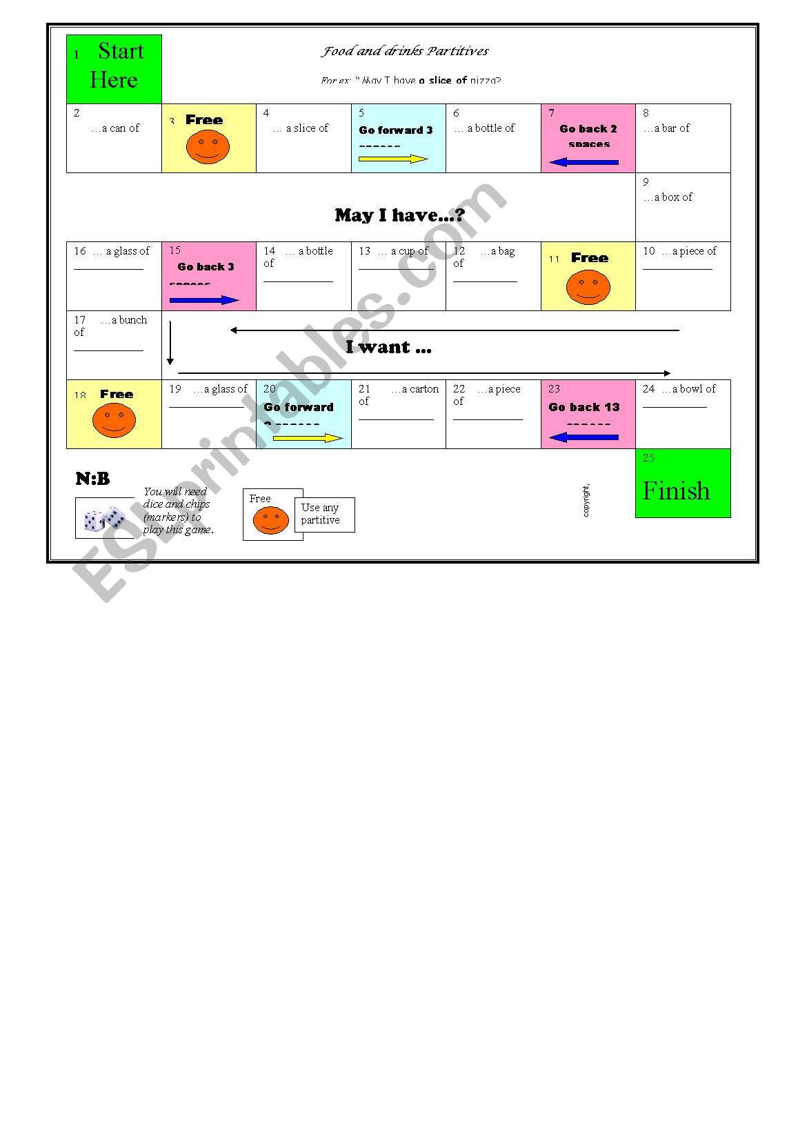 board game worksheet