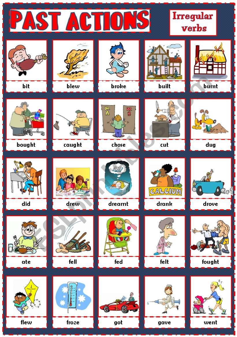 PAST ACTIONS PICTIONARY - Irregular verbs (1)