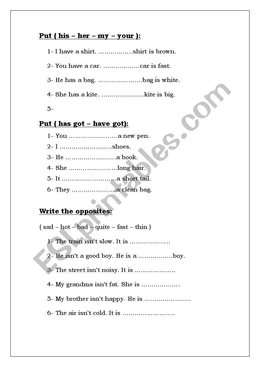 Grammar worksheet