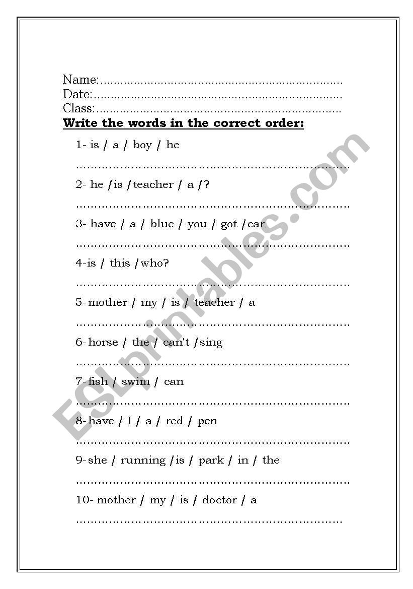 Revision worksheet