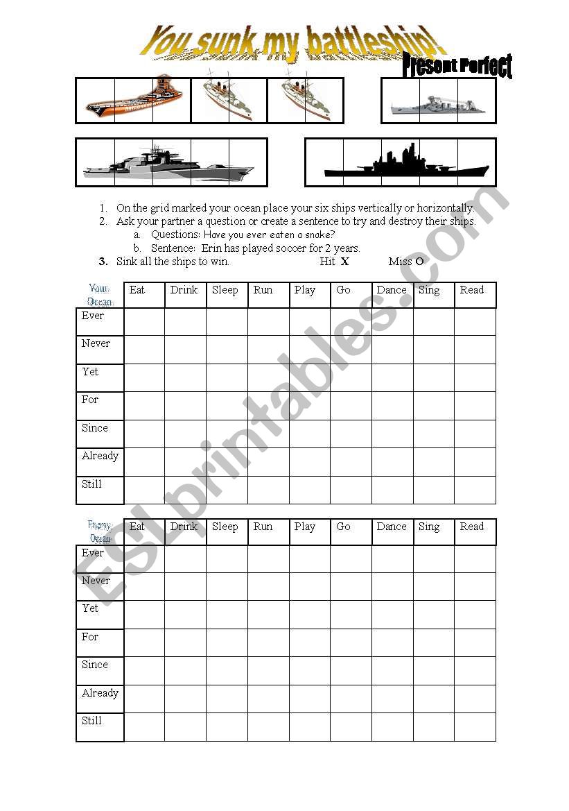 You sunk my battleship! worksheet