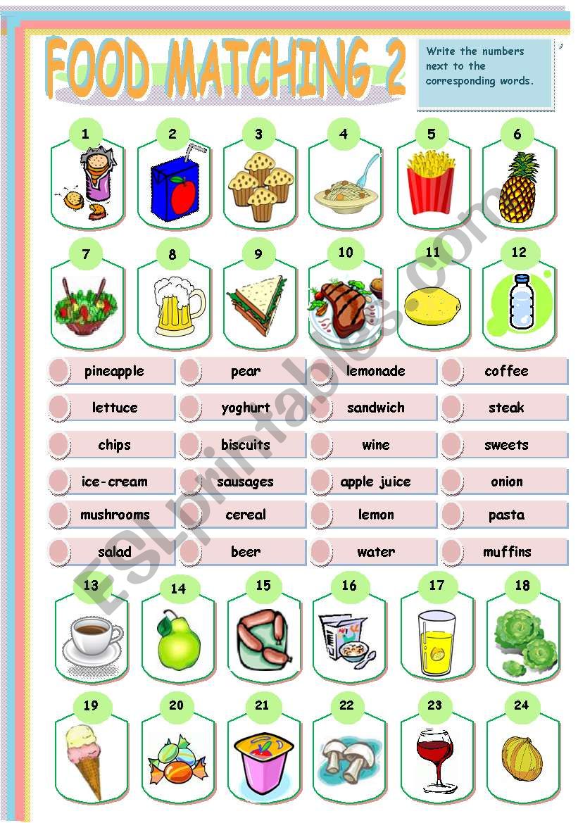 FOOD MATCHING EXERCISE 2  worksheet