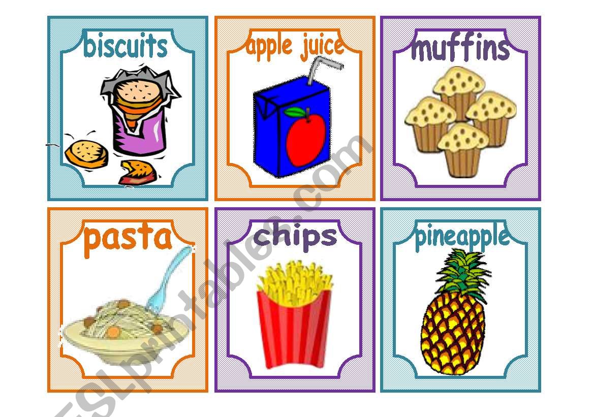 FOOD: 24 FLASH CARDS! SET 2 worksheet