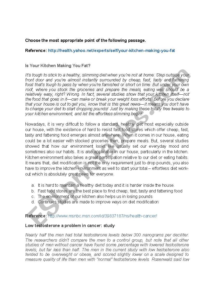 test worksheet
