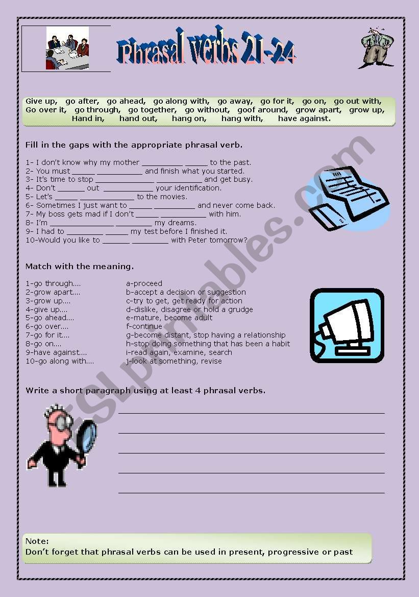 Phrasal verbs 21-24 worksheet