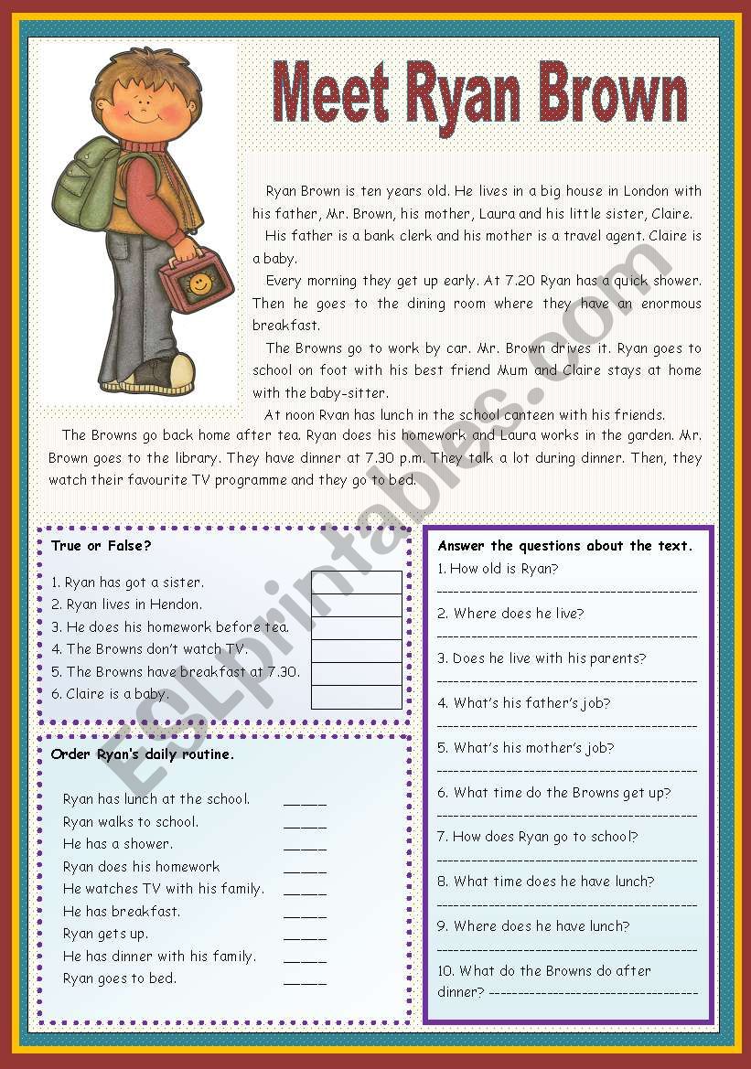 Meet Ryan Brown worksheet