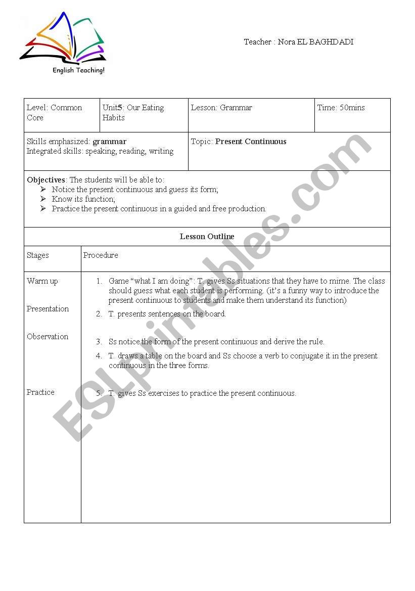 Present Continuous  worksheet