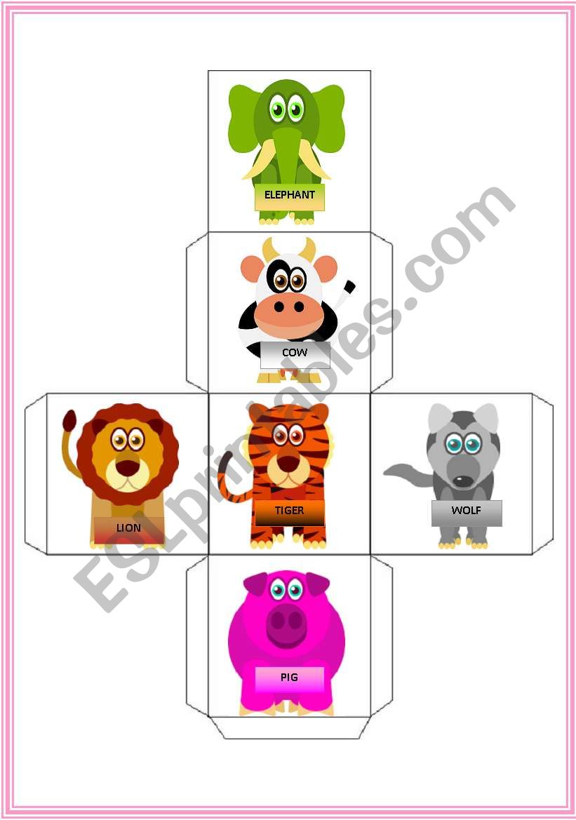 Animals dice- Two pages worksheet